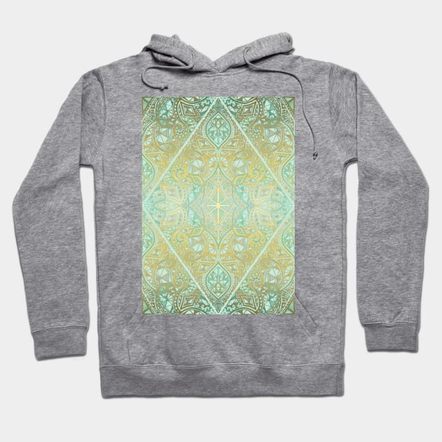 Mint & Gold Effect Diamond Doodle Pattern Hoodie by micklyn